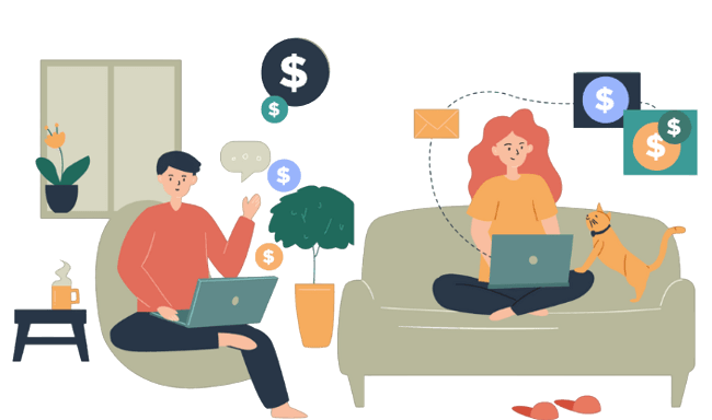 People completing paid surveys