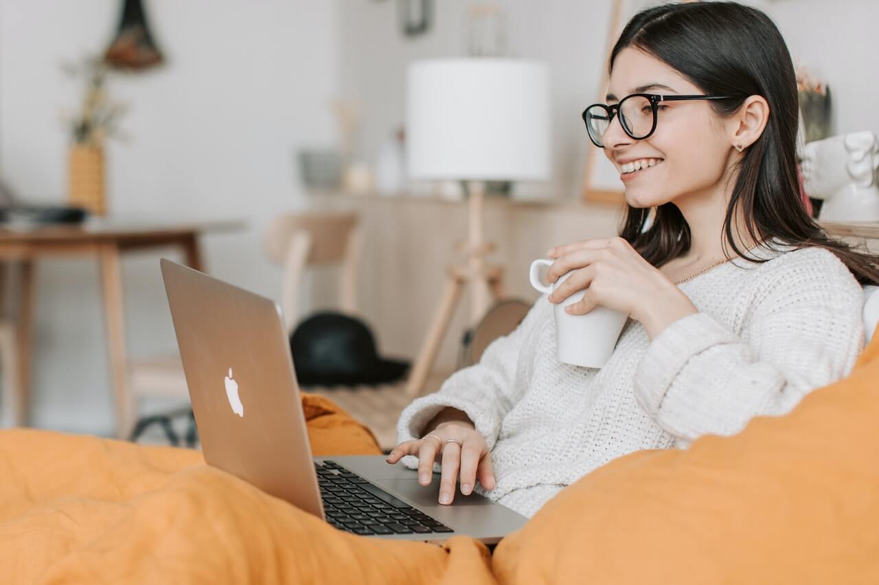 Woman received a payment from online surveys